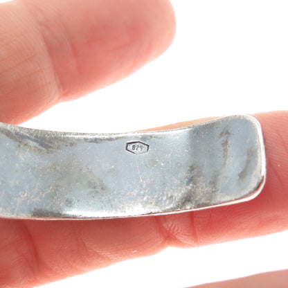 925 Sterling Silver Vintage Modernist Wavy Oxidized Adjustable Bracelet 6.25"