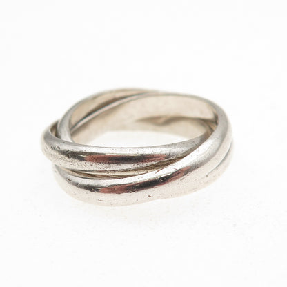 925 Sterling Silver Vintage Interlocked Trinity Oxidized Band Ring Size 5.5