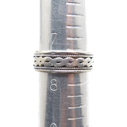 925 Sterling Silver Vintage Serpentine Oxidized Band Ring Size 7.75