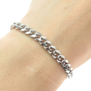 P. LUX 925 Sterling Silver Italy Curb Link Bracelet 7.75"