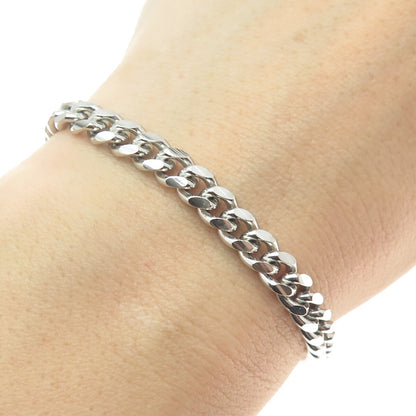 P. LUX 925 Sterling Silver Italy Curb Link Bracelet 7.75"