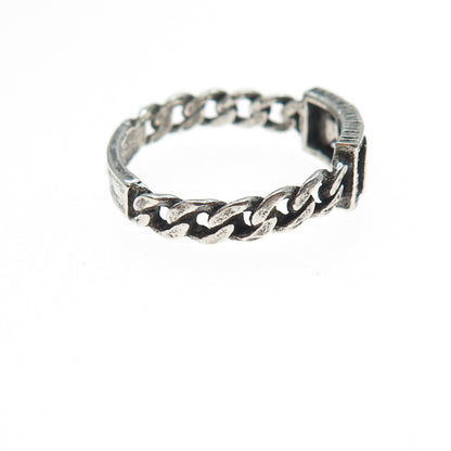 925 Sterling Silver Vintage Love Oxidized Cuban Link Ring Size 7.75