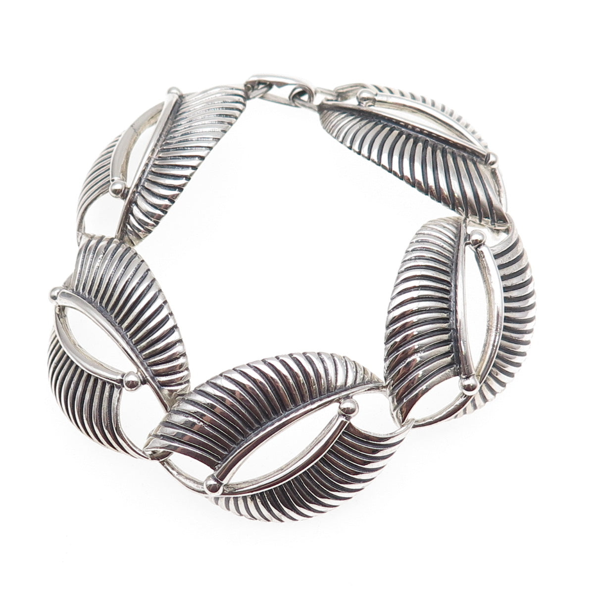 Danecraft 925 Sterling Silver Vintage Modernist Oxidized Bracelet 7.5"