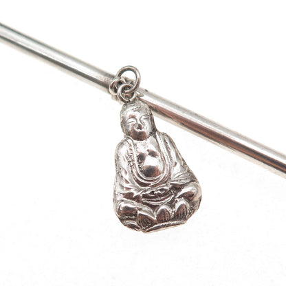 925 Sterling Silver Antique Japan Buddha Charm Bamboo Iced Tea Straw Spoon