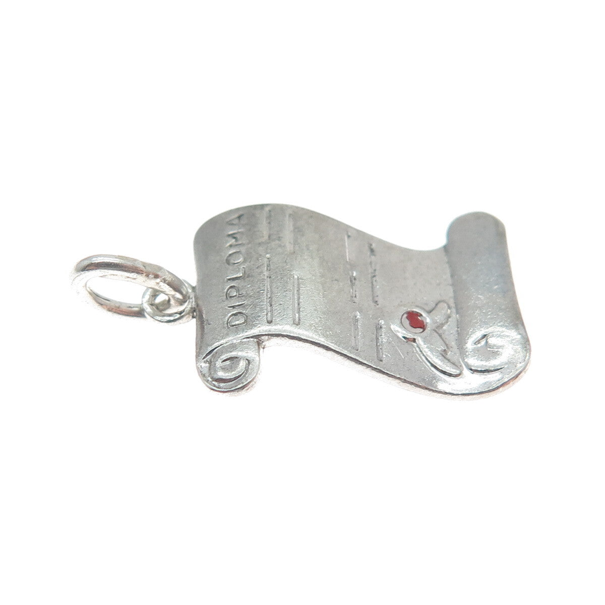 WELLS 925 Sterling Silver Vintage Enamel Diploma Minimalist Charm Pendant