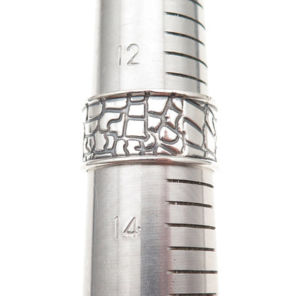 925 Sterling Silver Vintage Cobblestone Oxidized Band Ring Size 13.25