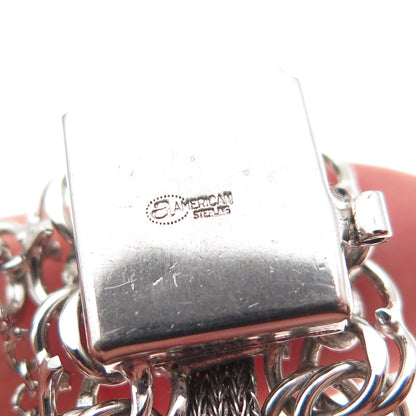 American 925 Sterling Silver Vintage Modernist Bismark & Spiga Link Bracelet 7"