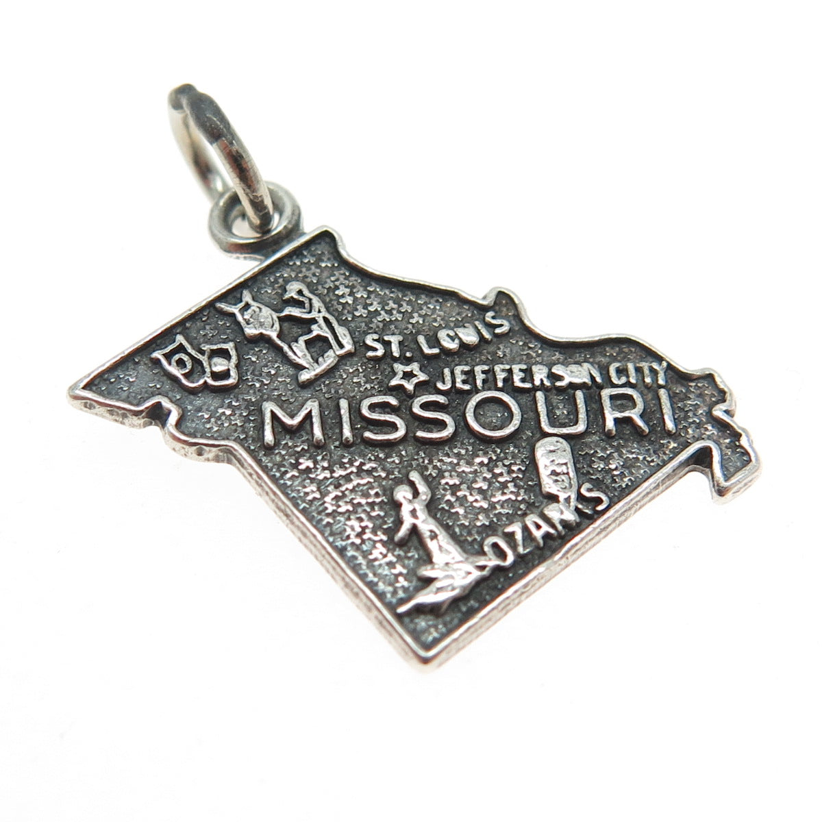 FRENCH & FRANKLIN 925 Sterling Silver Vintage Missouri State Map Charm Pendant