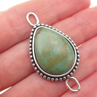 AVA 925 Sterling Silver Vintage Real Royston Turquoise Centerpiece Slide Pendant