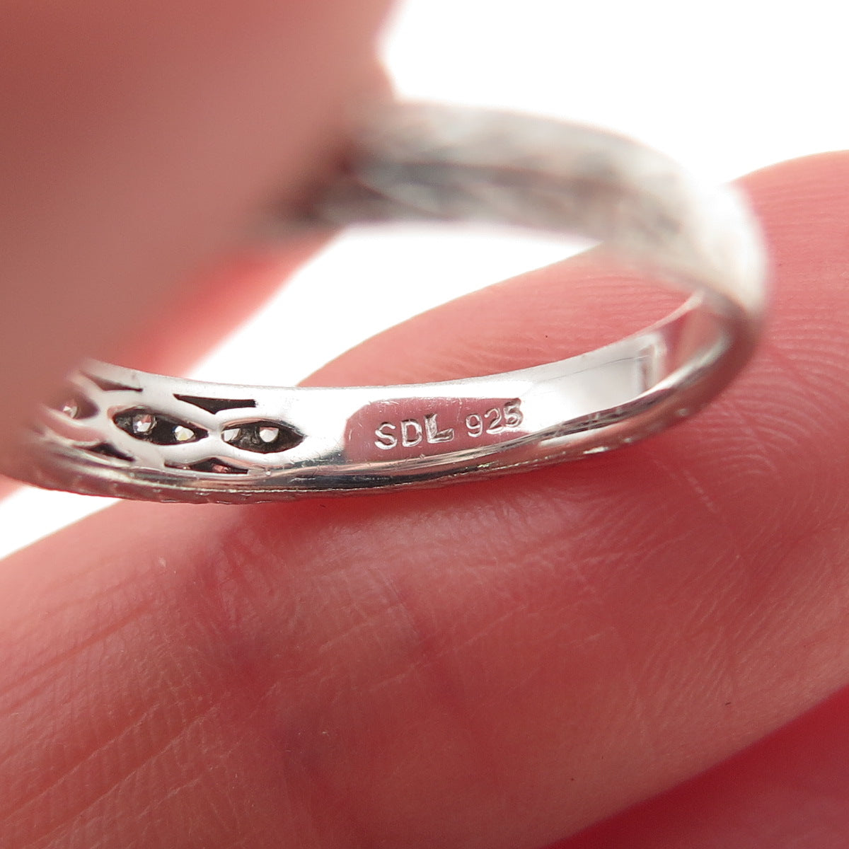 925 Sterling Silver Round-Cut C Z Half Eternity Band Ring Size 7.25