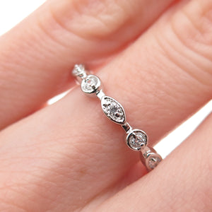 925 Sterling Silver Round-Cut C Z All Around Band Ring Size 6