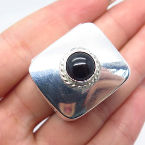 925 Sterling Silver Vintage Mexico Real Black Onyx Gemstone Box / Case