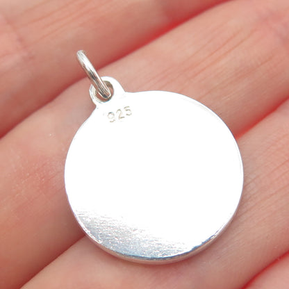 925 Sterling Silver Vintage Enamel Splash Flower Charm Pendant