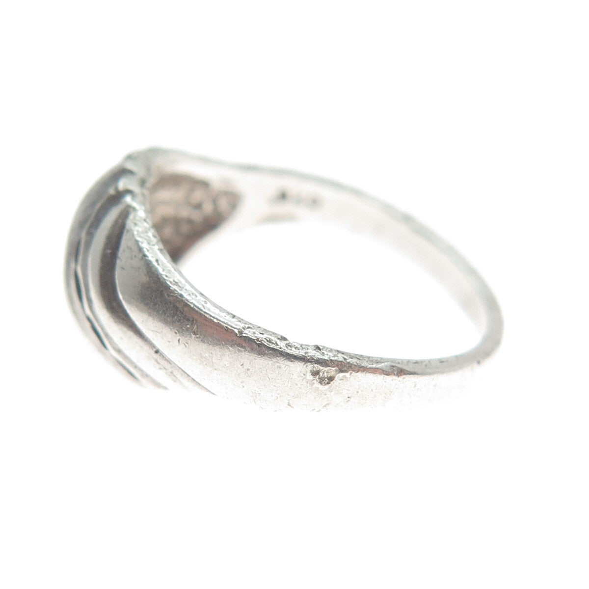 925 Sterling Silver Vintage Diamond-Cut Ribbed Dome Ring Size 5.5