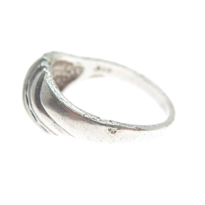925 Sterling Silver Vintage Diamond-Cut Ribbed Dome Ring Size 5.5