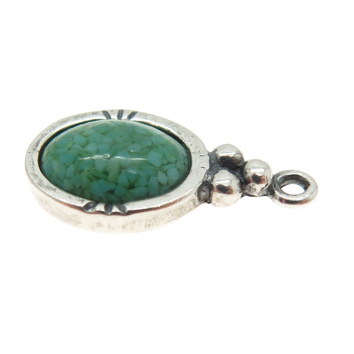 CAROLYN POLLACK Sterling Silver Vintage Real Turquoise Inlay Minimalist Pendant