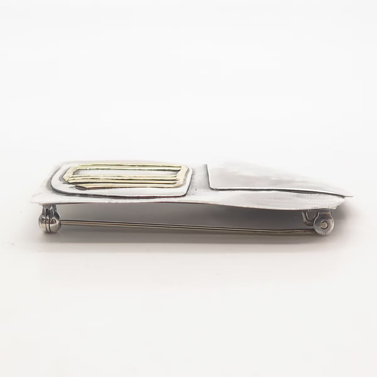 925 Sterling Silver 2-Tone Vintage Abstract Pin Brooch