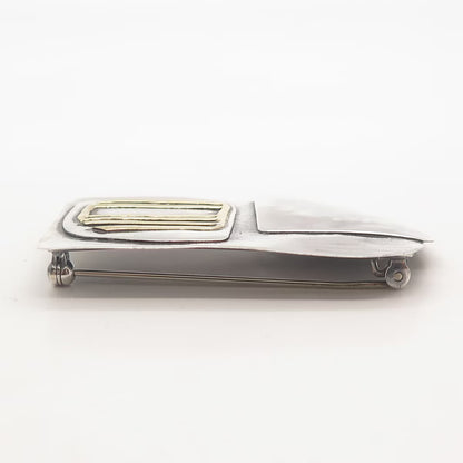925 Sterling Silver 2-Tone Vintage Abstract Pin Brooch