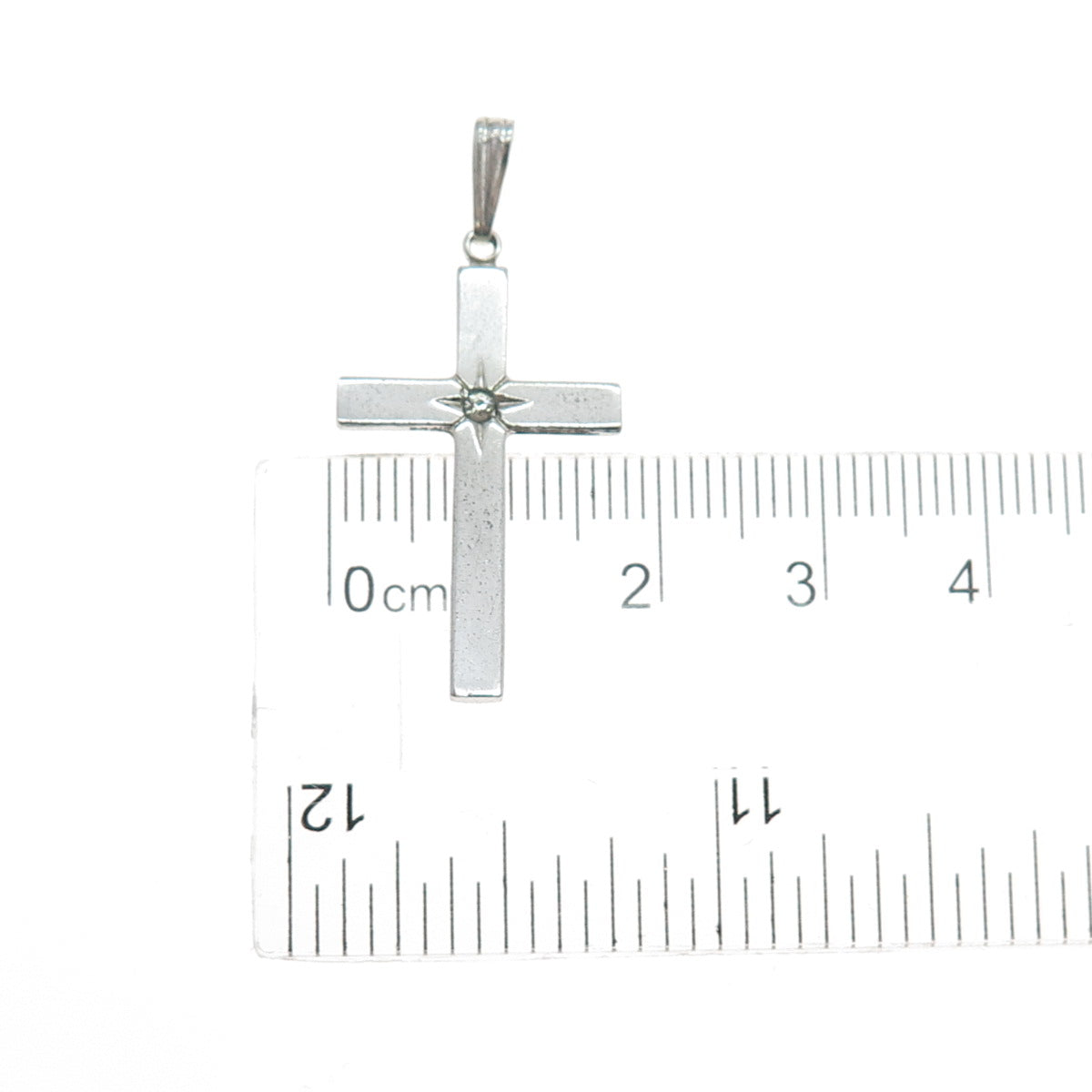 THEDA 925 Sterling Silver Vintage Rhinestone Cross Religious Charm Pendant