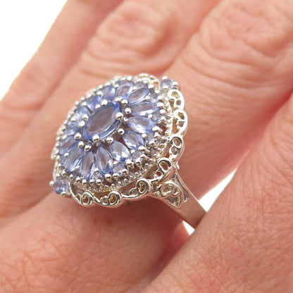 Chuck Clemency 925 Sterling Silver Real Multi-Cut Tanzanite Ring Size 8.25