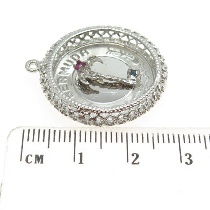 CREA 925 Sterling Silver Vintage Rhinestone "Bermuda" Palm Tree Pendant