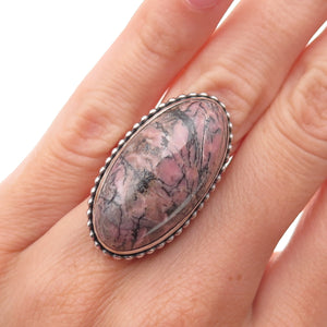 Old Pawn 925 Sterling Silver Vintage Southwestern Rhodonite Ring Size 3.75