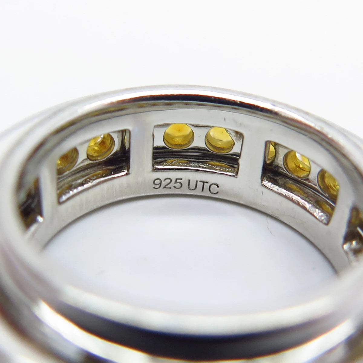925 Sterling Silver Vintage Real Citrine Gemstone Rotating Band Ring Size 4.5
