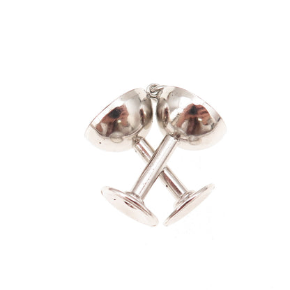 925 Sterling Silver Antique Art Deco Crossed Goblet Cups 3D Charm Pendant