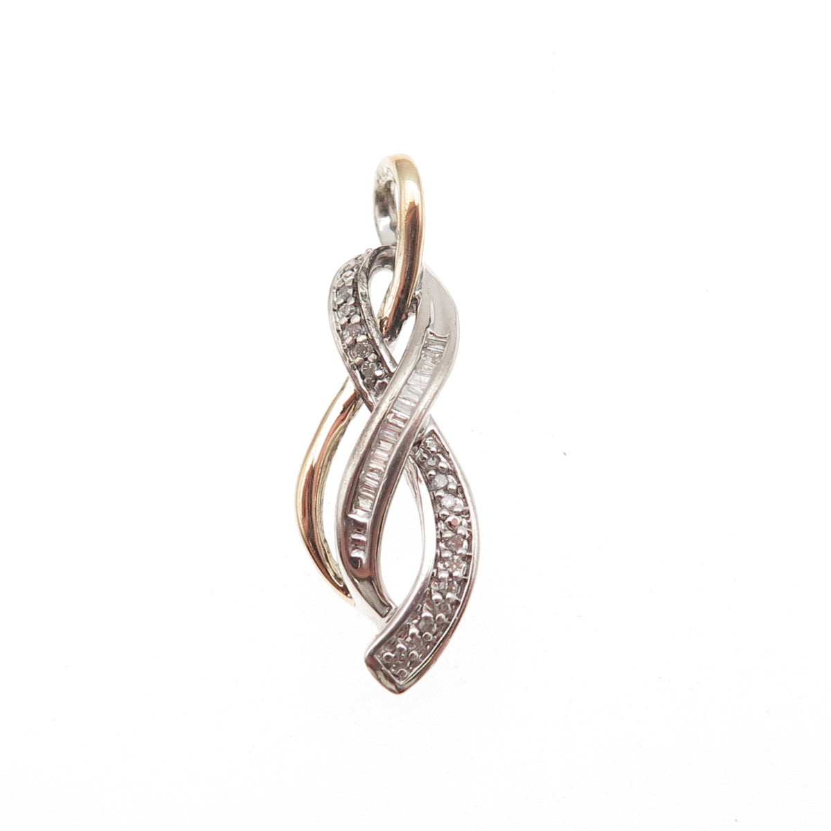 Sun 925 Sterling Silver 14K Gold Real Diamond Infinity Charm Pendant