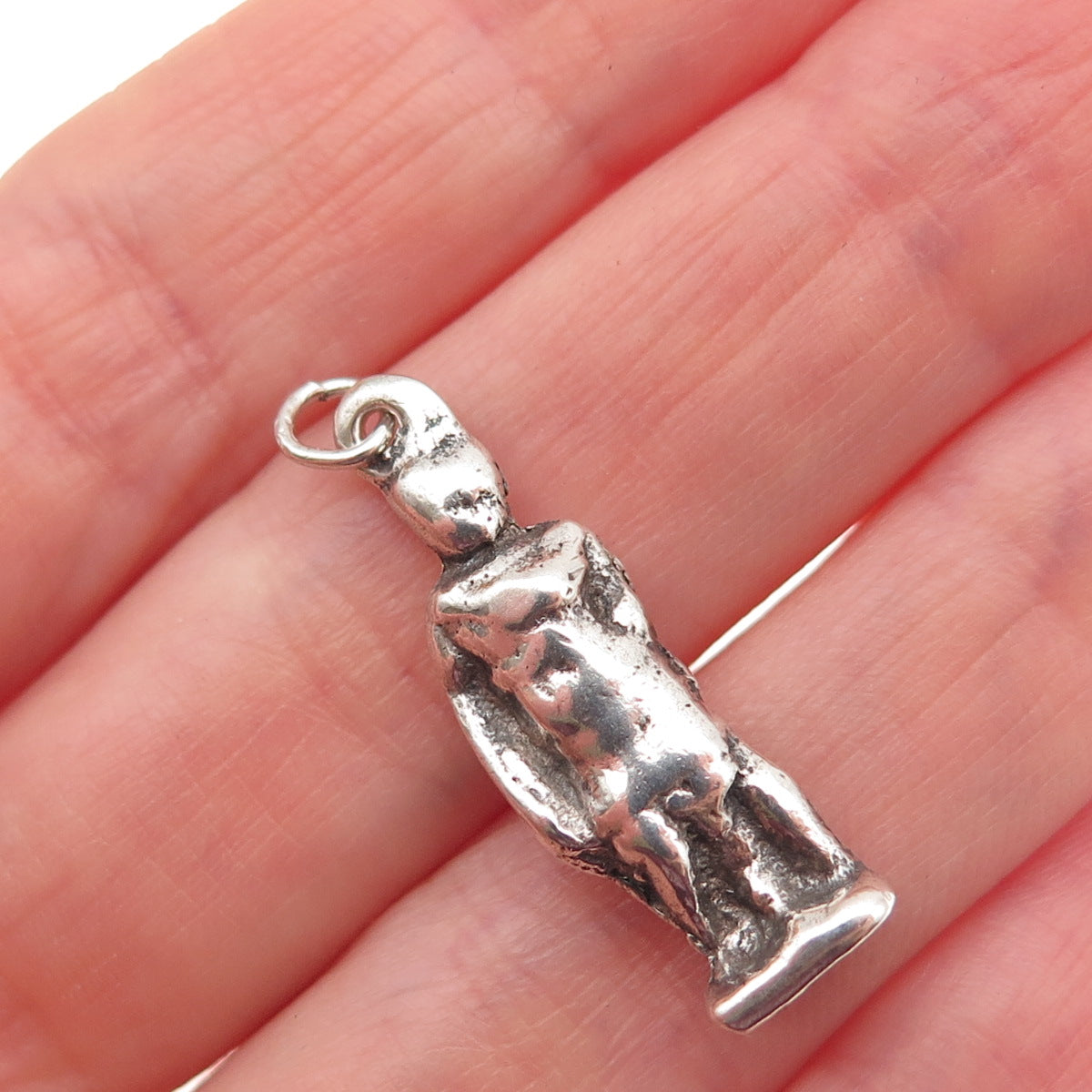 925 Sterling Silver Antique Art Deco Manneken Pis Oxidized 3D Charm Pendant