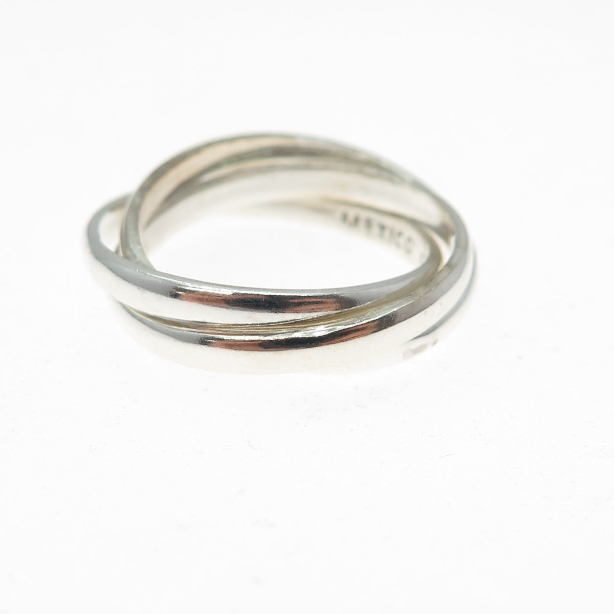 925 Sterling Silver Vintage Mexico Interlocked Trinity Band Ring Size 8