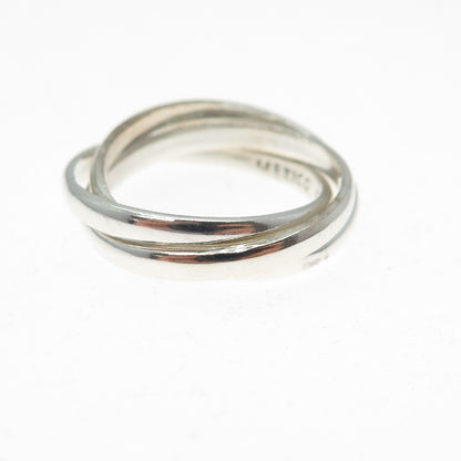 925 Sterling Silver Vintage Mexico Interlocked Trinity Band Ring Size 8