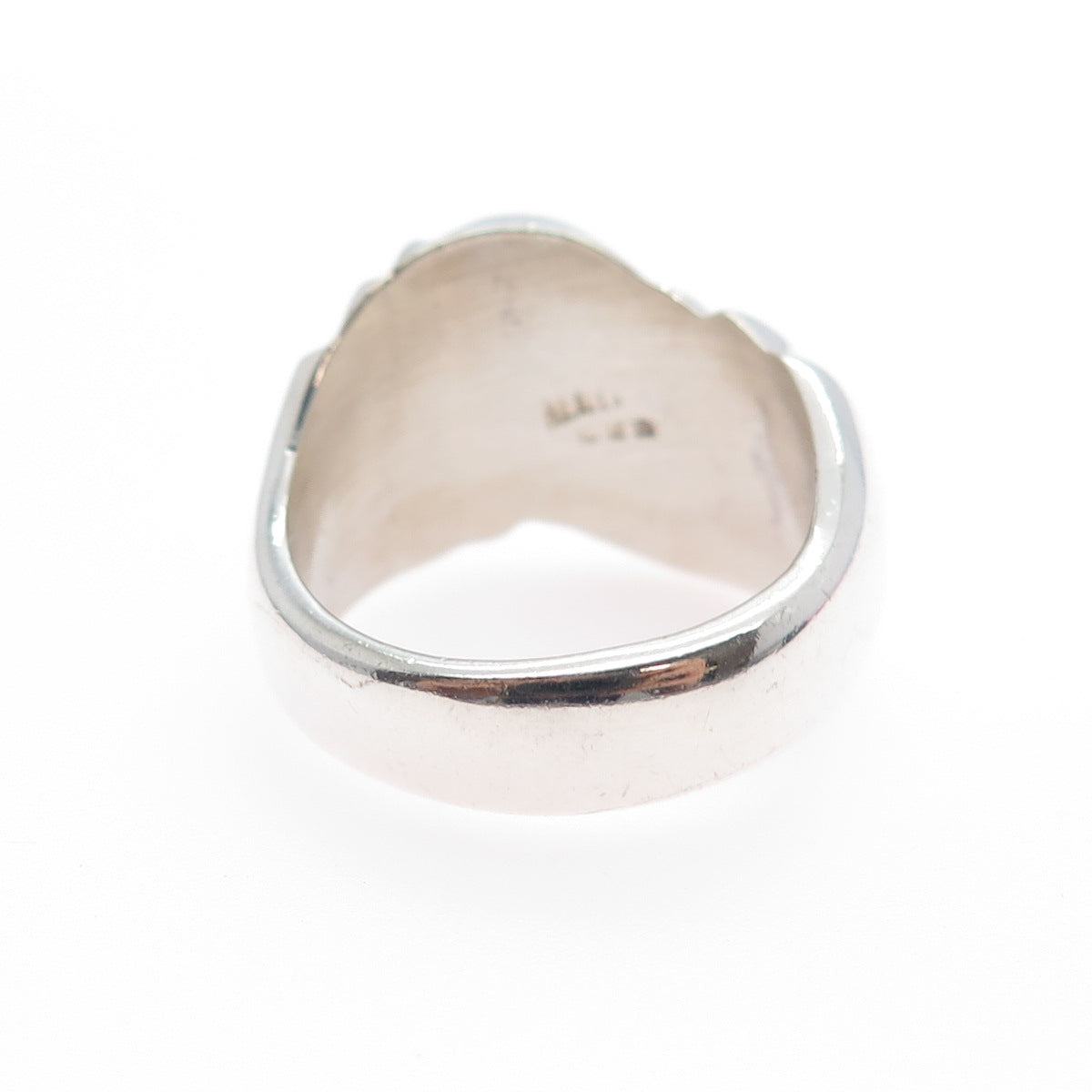 925 Sterling Silver 2-Tone Vintage Mexico Modernist Ring Size 8