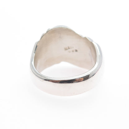 925 Sterling Silver 2-Tone Vintage Mexico Modernist Ring Size 8