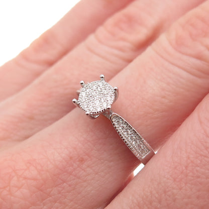 925 Sterling Silver Round-Cut C Z Engagement Ring Size 6.75