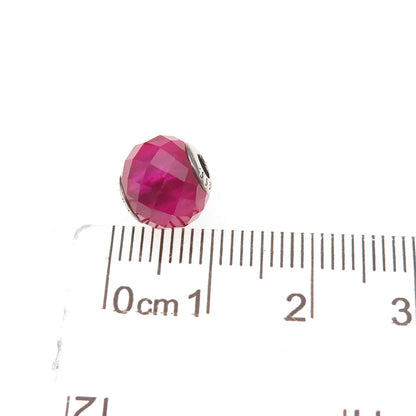 Pandora 925 Sterling Silver Lab-Created Ruby Essence Happiness Slide Bead Charm
