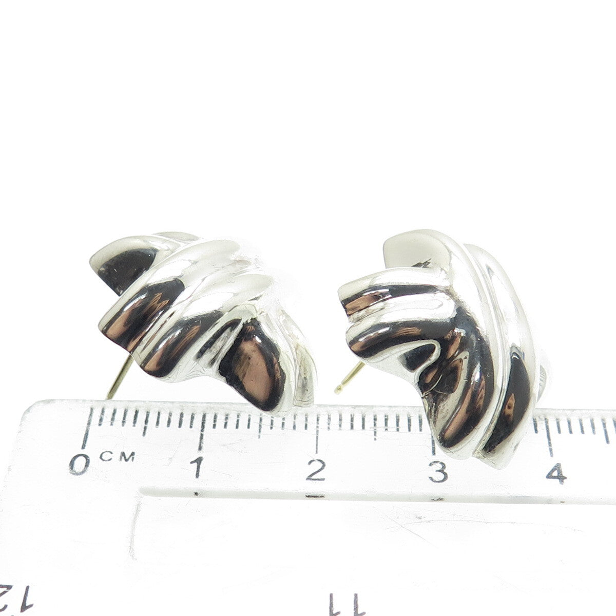 LA PARRA 925 Sterling Silver Vintage Mexico "X" Modernist Earrings