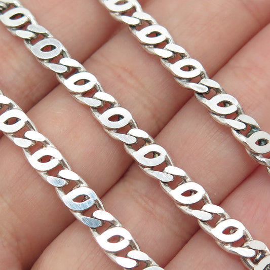 925 Sterling Silver Vintage Italy Flat Anchor Mariner Chain Necklace 20"