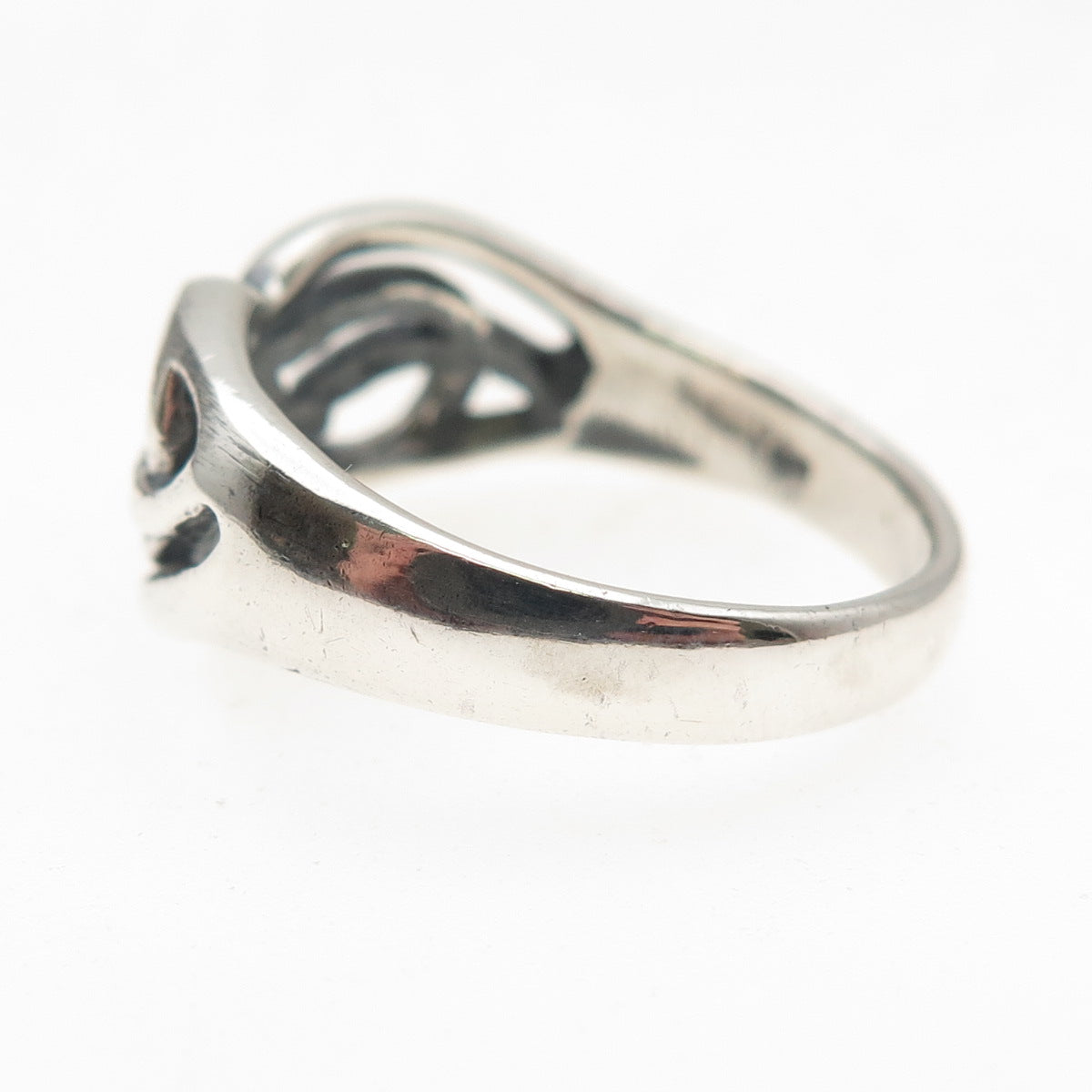 925 Sterling Silver Vintage Modernist Infinity Oxidized Ring Size 10