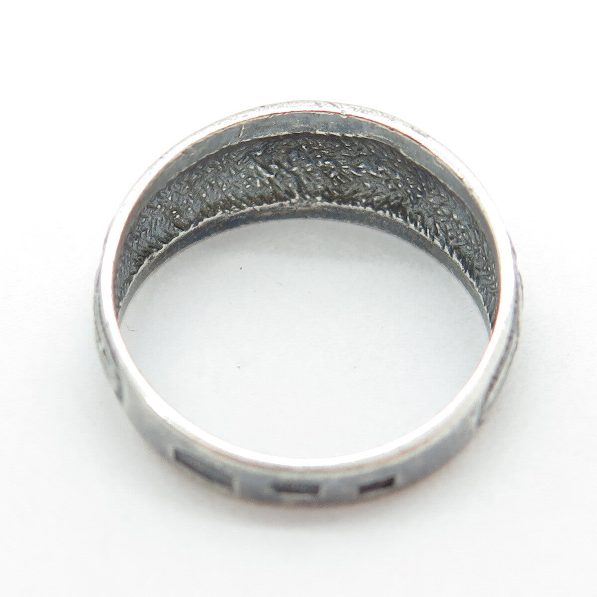 925 Sterling Silver Vintage European Bean Pattern Oxidized Ring Size 7