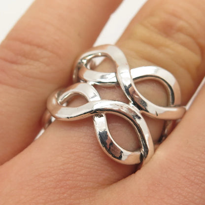 925 Sterling Silver Vintage Mexico Infinity Wide Ring Size 7.75