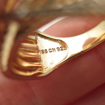 925 Sterling Silver Gold Plated Round-Cut C Z Crisscross Ring Size 6.25