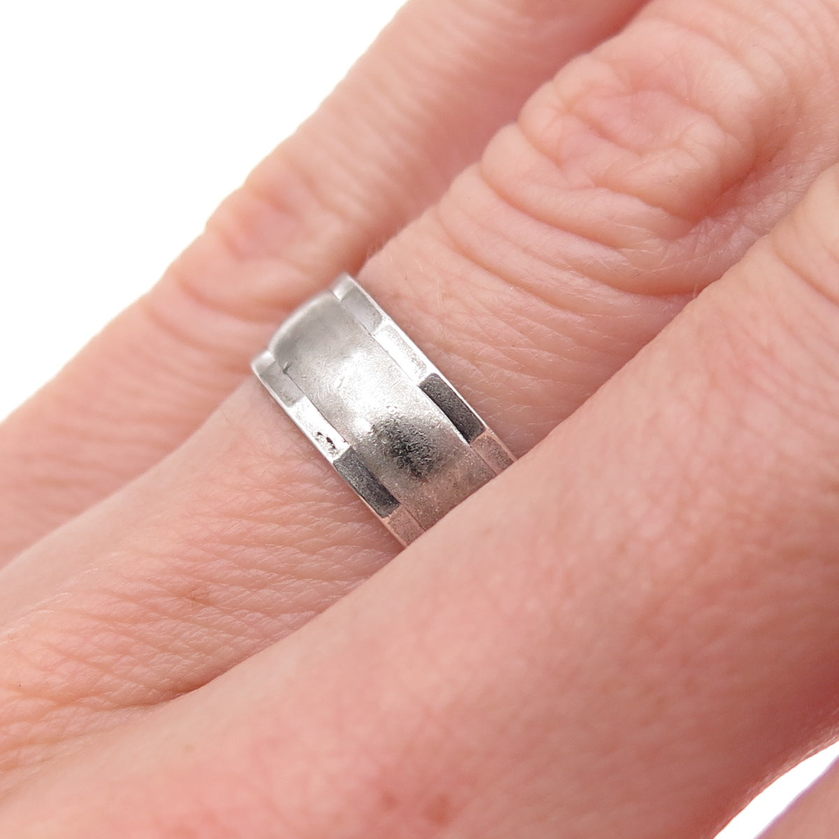 Joseph Esposito Sterling Silver Antique Art Deco Oxidized Band Ring Size 5.25