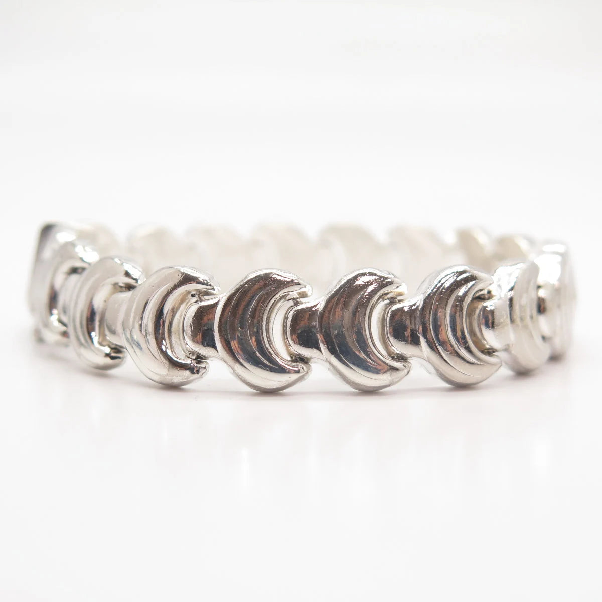 925 Sterling Silver Vintage Italy Modernist Link Bracelet 6.5"