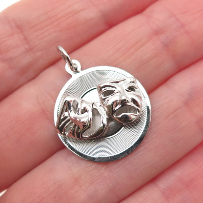 925 Sterling Silver Vintage Comedy & Tragedy Masks Charm Pendant