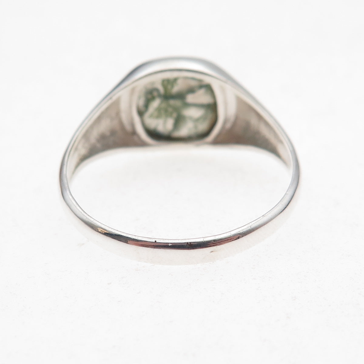 925 Sterling Silver Vintage Real Dendritic Agate Signet Ring Size 12.75