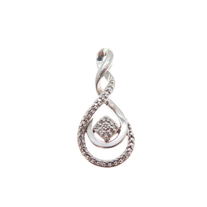 925 Sterling Silver Real Diamond Twisted Infinity Minimalist Slide Charm Pendant