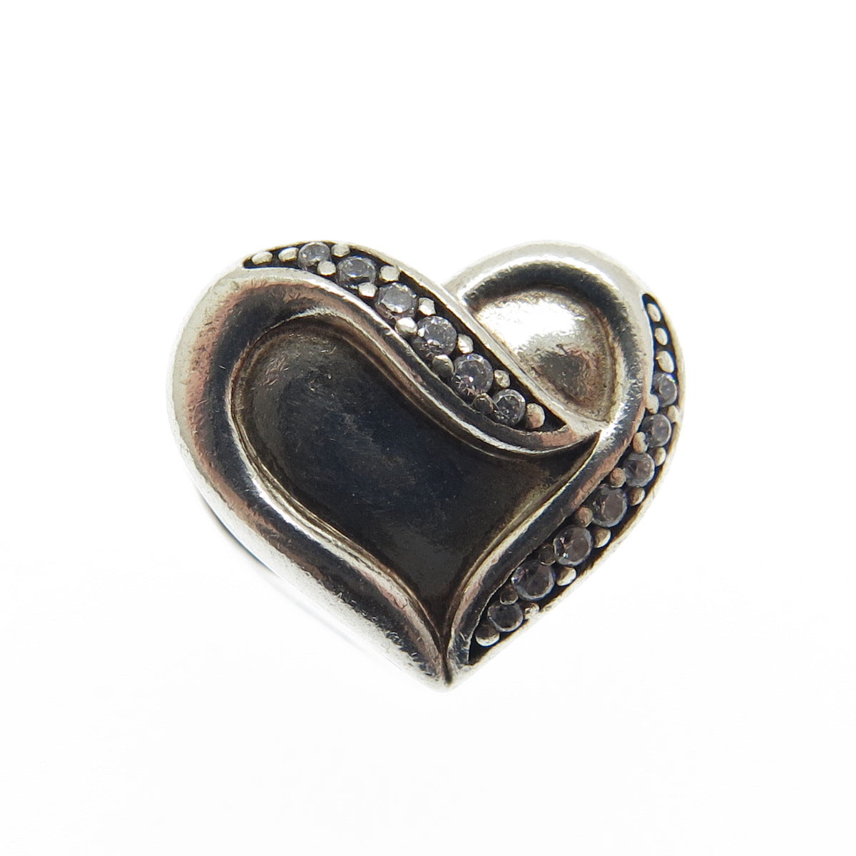 PANDORA 925 Sterling Silver C Z Dreams of Love Heart Bead Charm