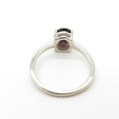 DAZZLERS 925 Sterling Silver Real Oval-Cut Red Garnet Ring Size 5