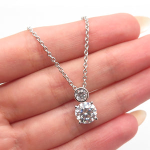 925 Sterling Silver Round-Cut C Z Rolo Chain Necklace 16"
